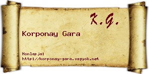 Korponay Gara névjegykártya